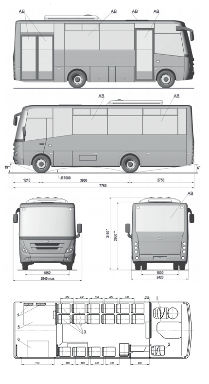 Схема автобусу ЗАЗ А08